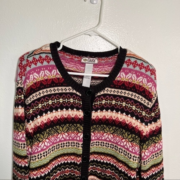 Vintage Tiara International Cardigan Sweater Fair Isle - Picture 3 of 10